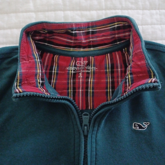 Vinyard Vines Boys Green quarter zip cotton pullover Sweater Size S 8-10 - Picture 3 of 5